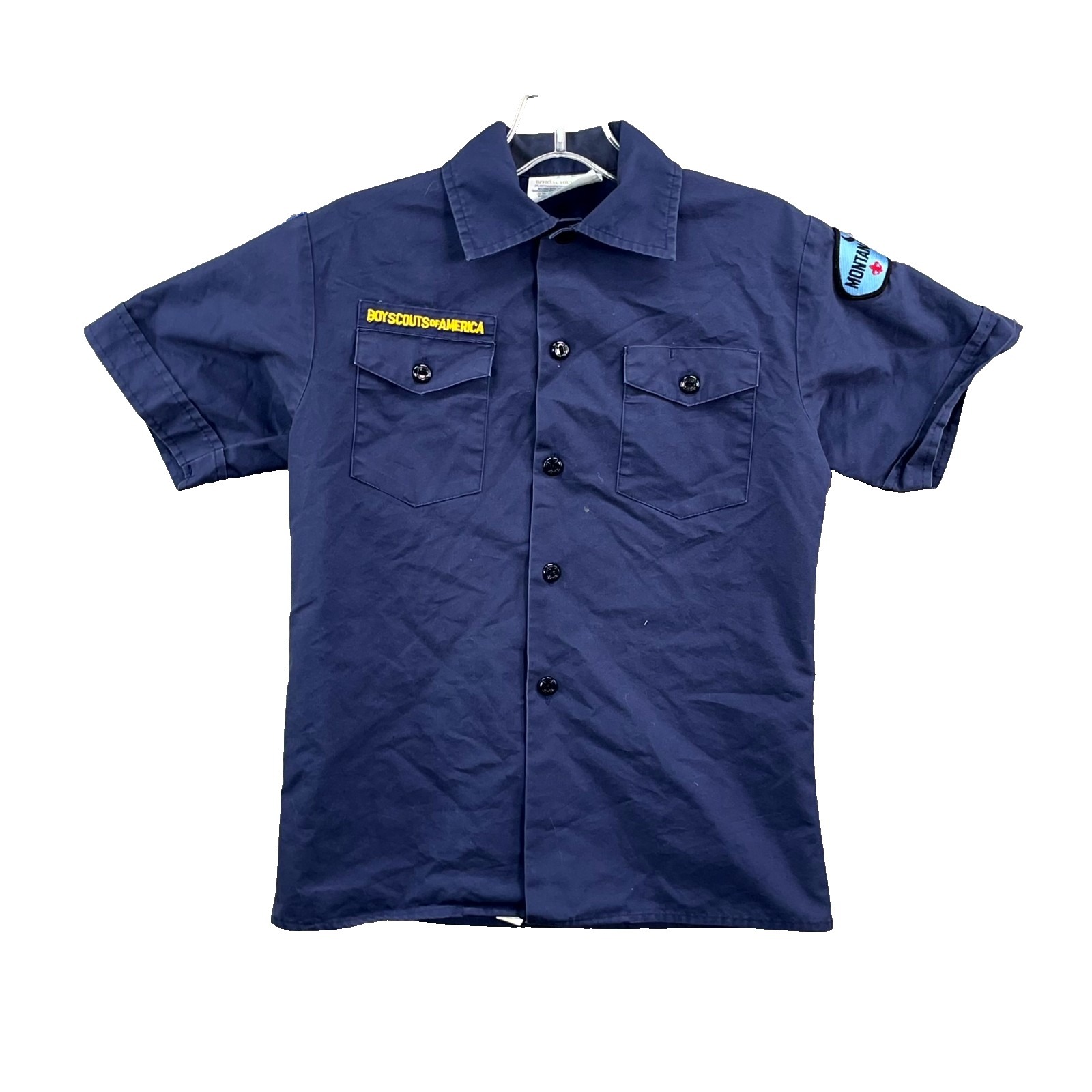 Cub Scout Boy Scouts Bsa Shirt Youth Medium Blue Montana Council Patches Uniform
